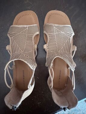 Lucky Brand Tan Mesh Slingback Sandals